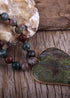 Boho Necklace, RH India Agated Green Heart Natural Stone